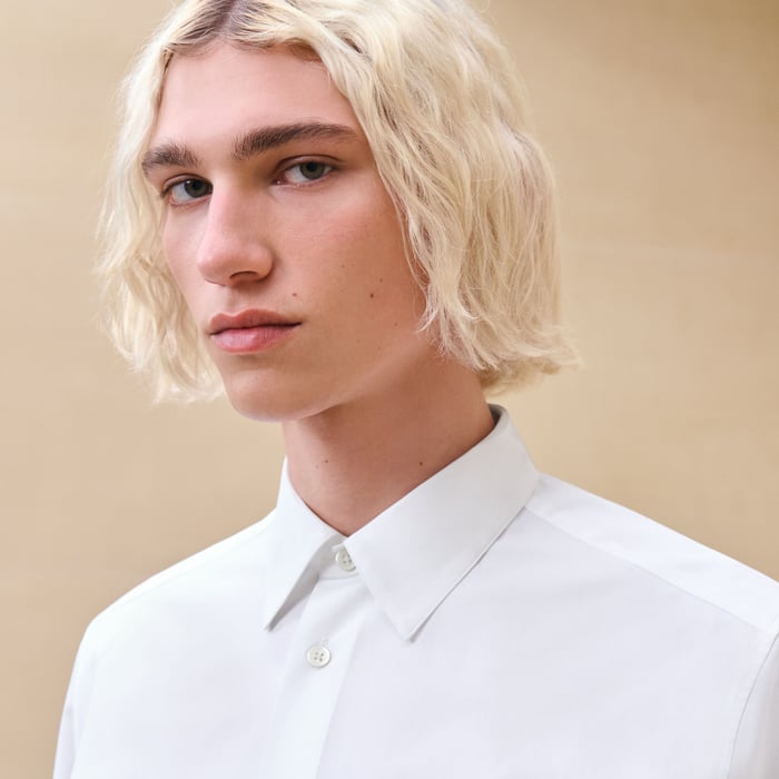 Blanc Fitted Shirt With Louis Collar