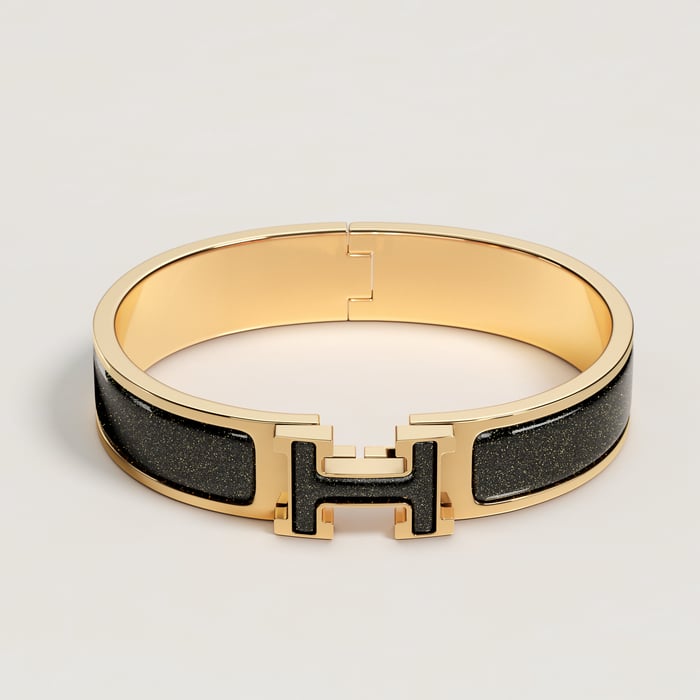 Noir Doré Clic H Glitter Bracelet