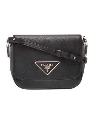 Saffiano Leather Cuir Triangle Embleme Flap Shoulder Bag