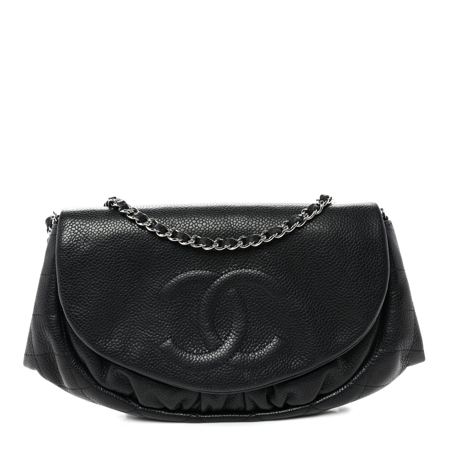 Chanel Caviar Half Moon Wallet On Chain WOC Black