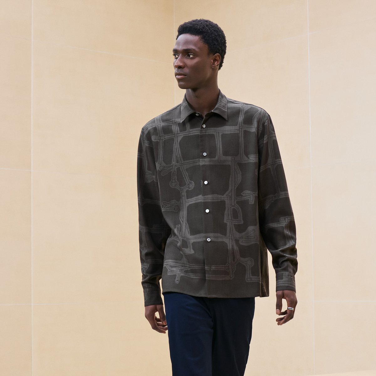 "Harnais en Gouache Flanelle" sporty fit shirt