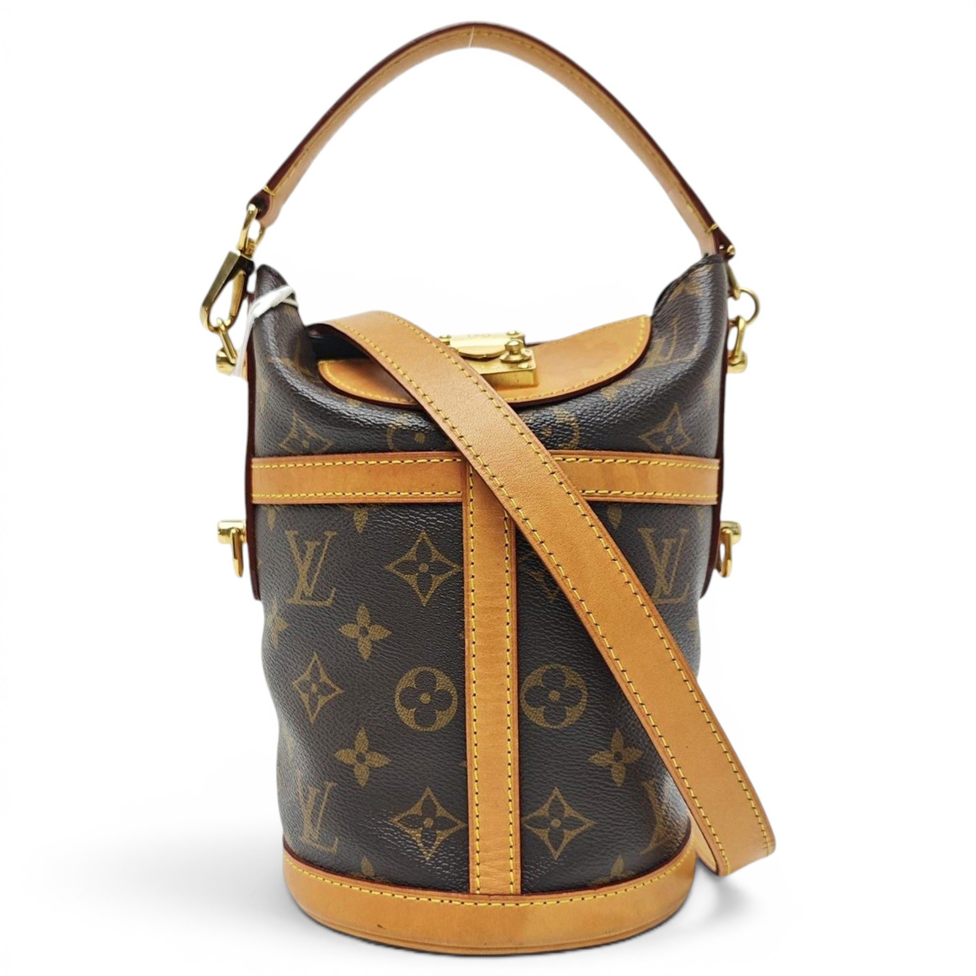 Duffle leather handbag