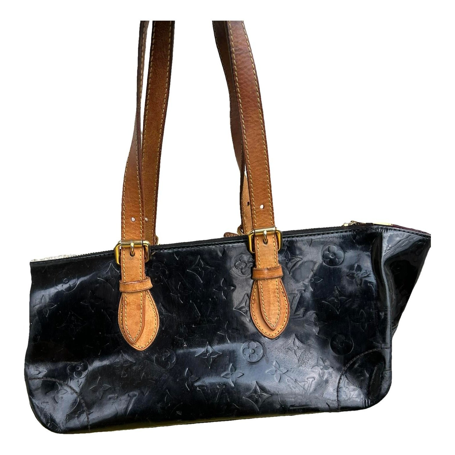 Rosewood patent leather handbag