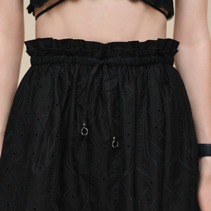 Noir Embroidered Skirt