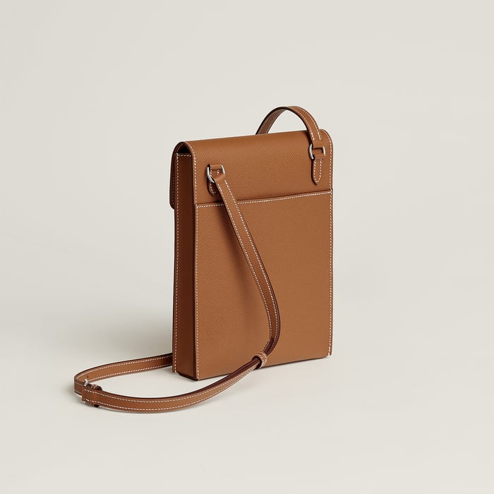 Gold Hermèsnap Vertical to Go Pouch