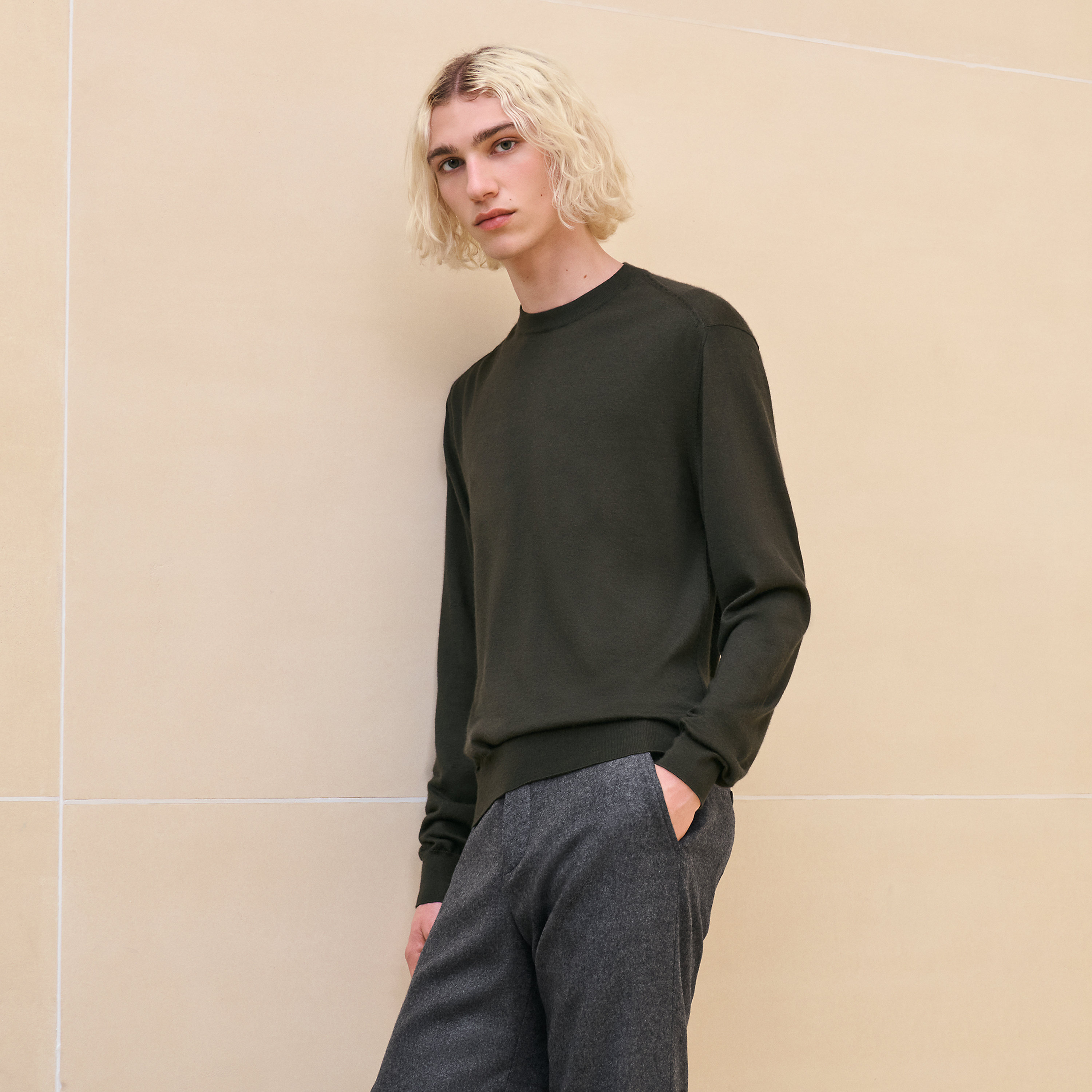 "Coutures inversees" crewneck sweater