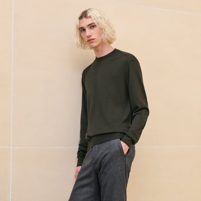 Kaki "Coutures Inversees" Crewneck Sweater