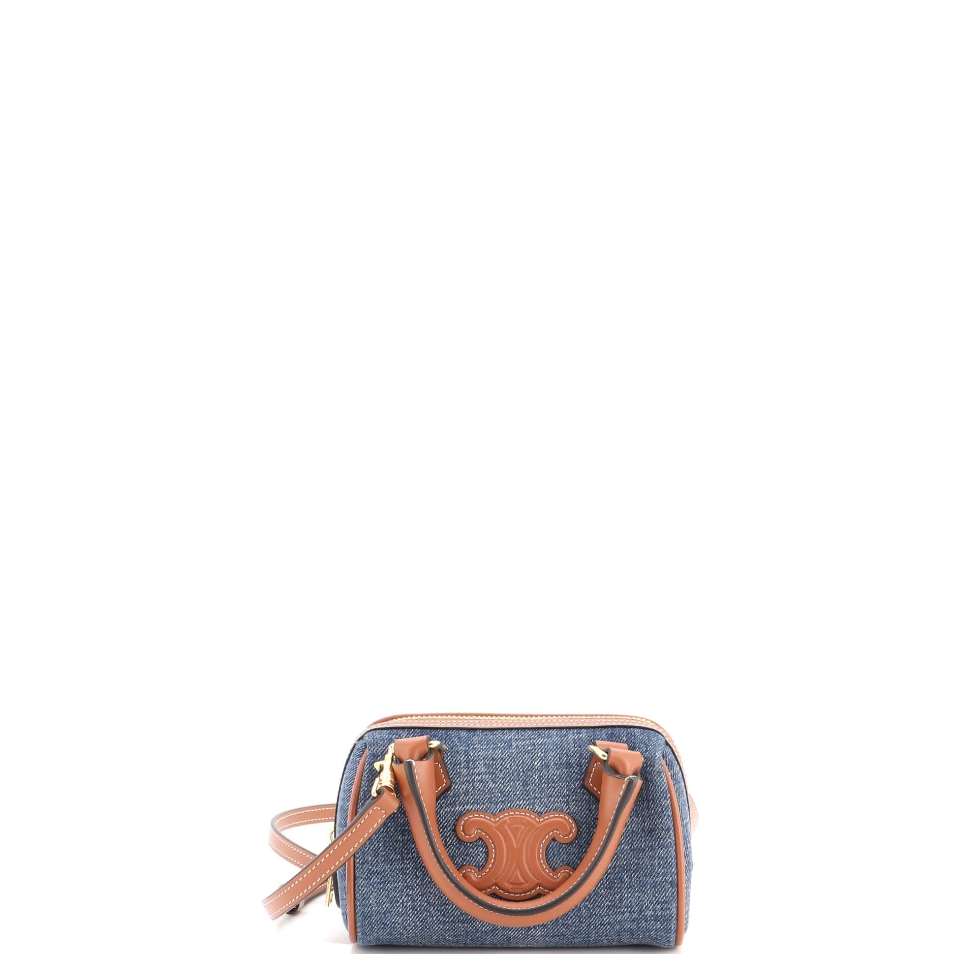 Cuir Triomphe Boston Bag Denim Mini