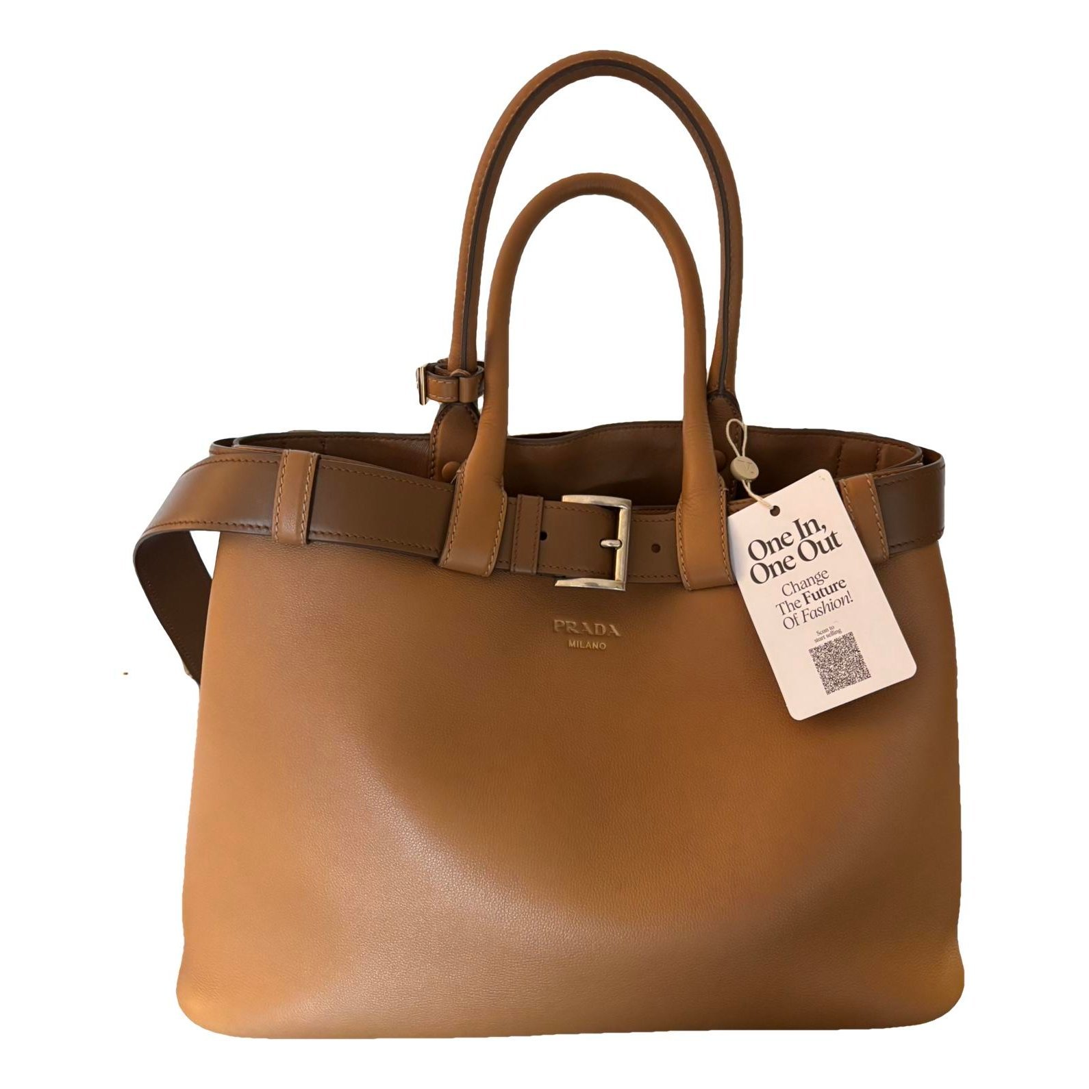 Buckle leather handbag