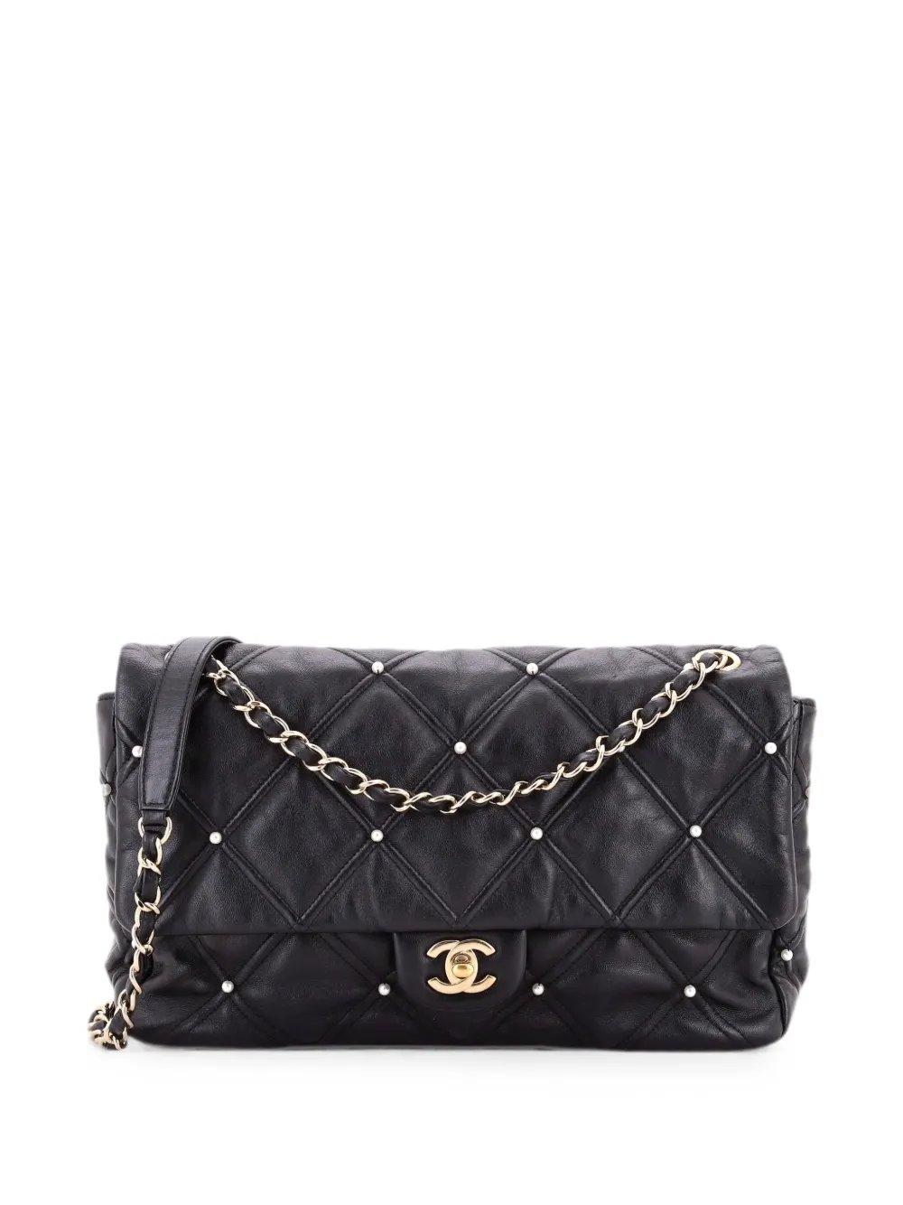 CC Flap Bag Pearl Studded Quilted Lambskin Medium shoulder bag