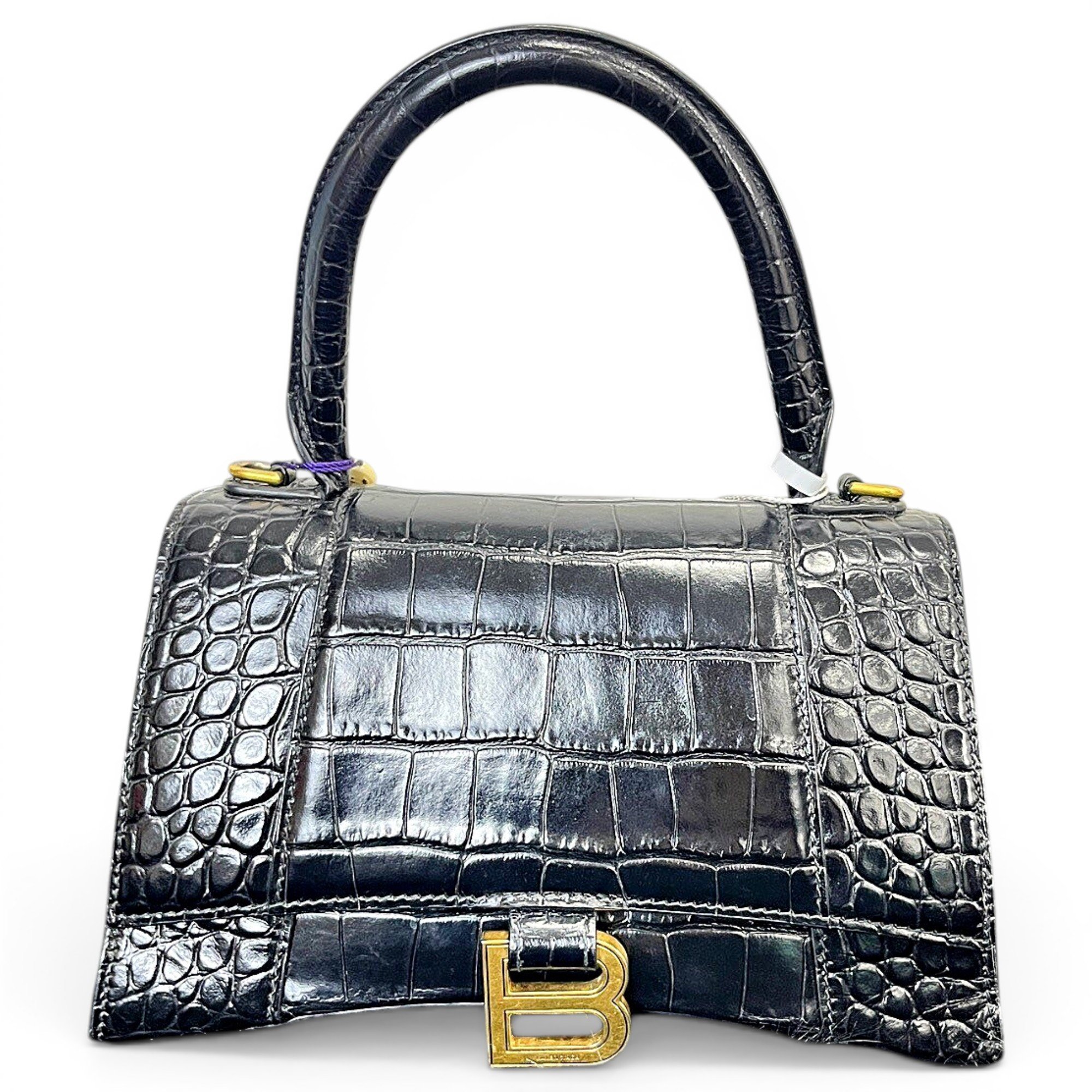 Hourglass leather handbag