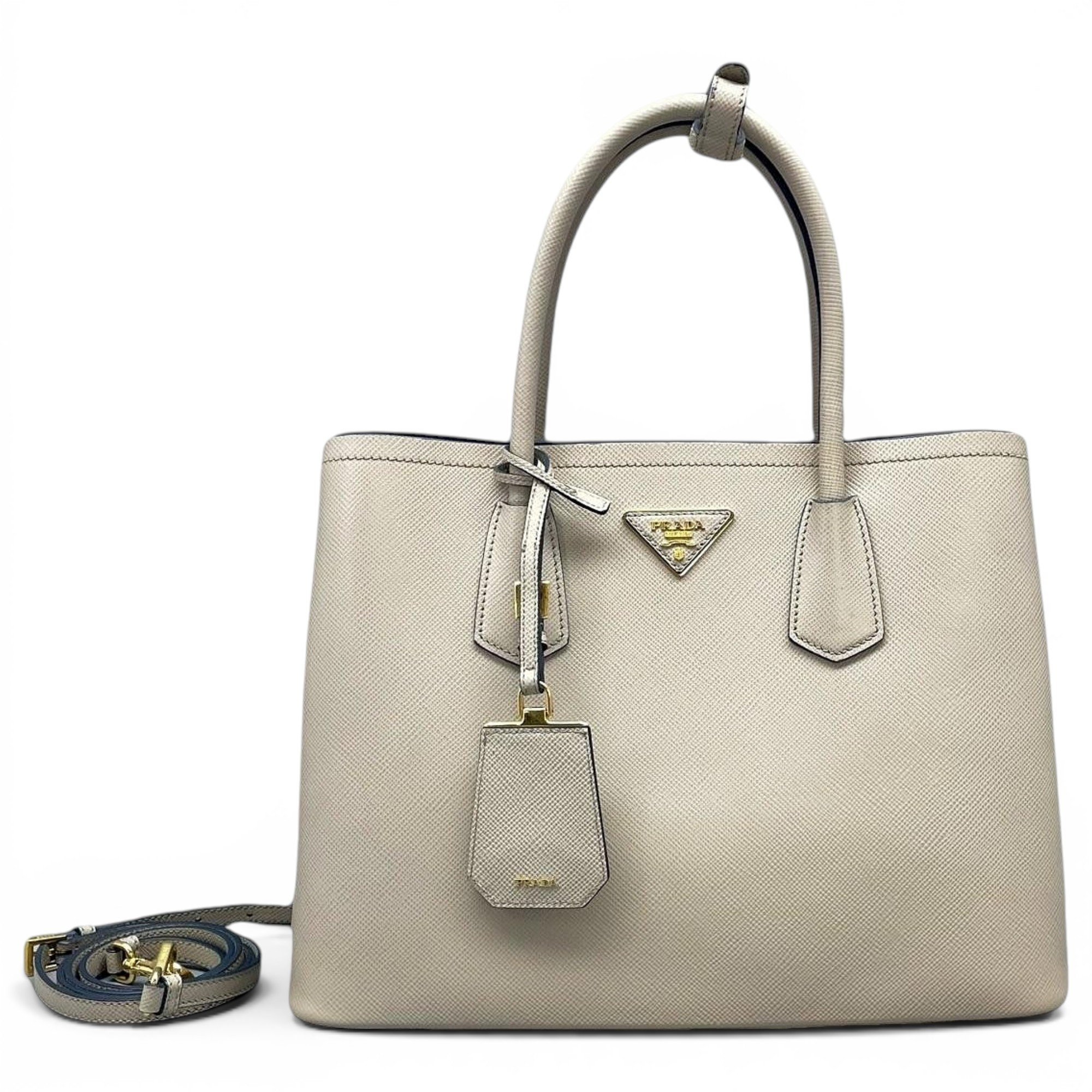 Double leather handbag