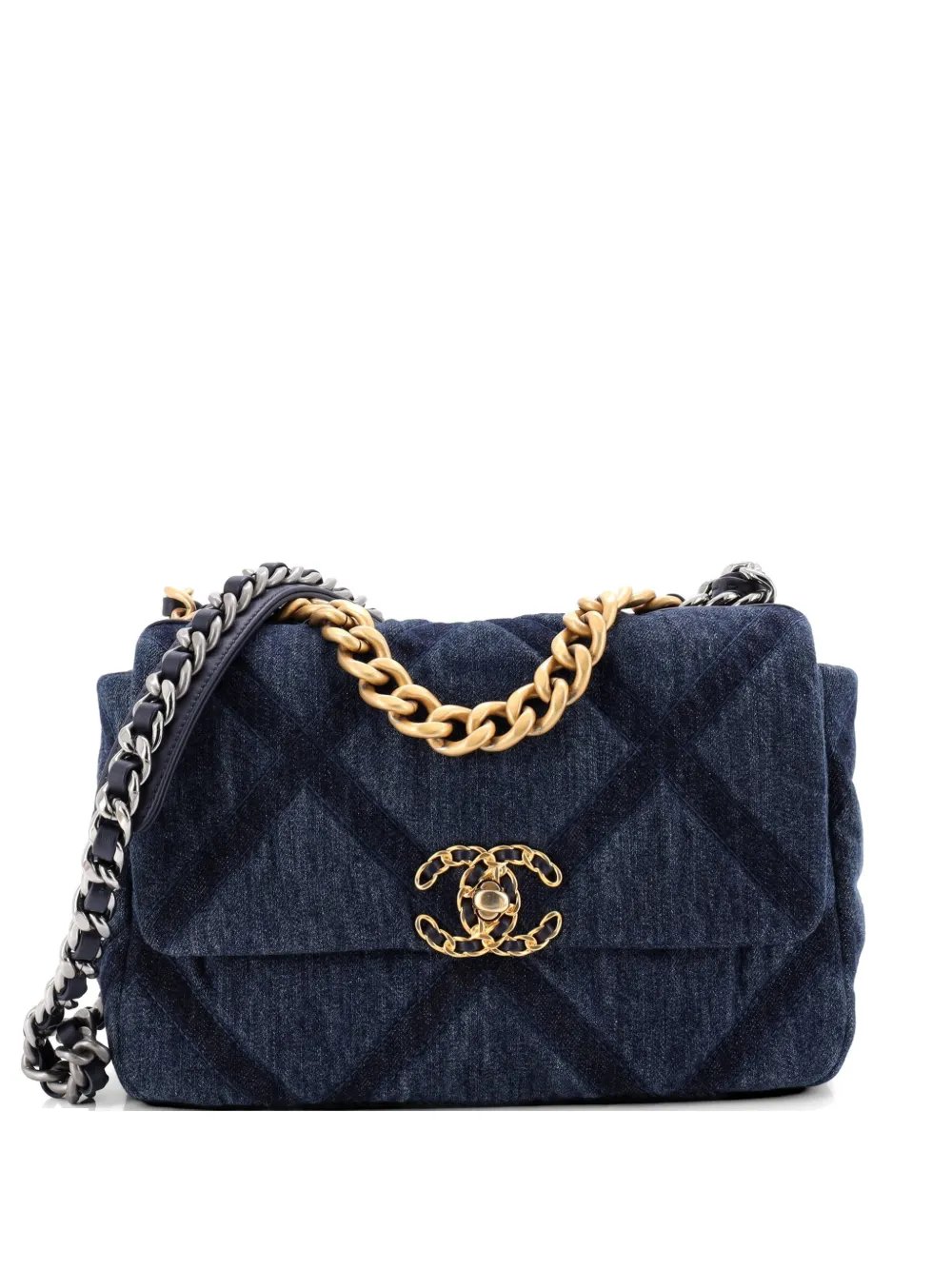 19 Flap Bag Quilted Denim Medium shoulder bag