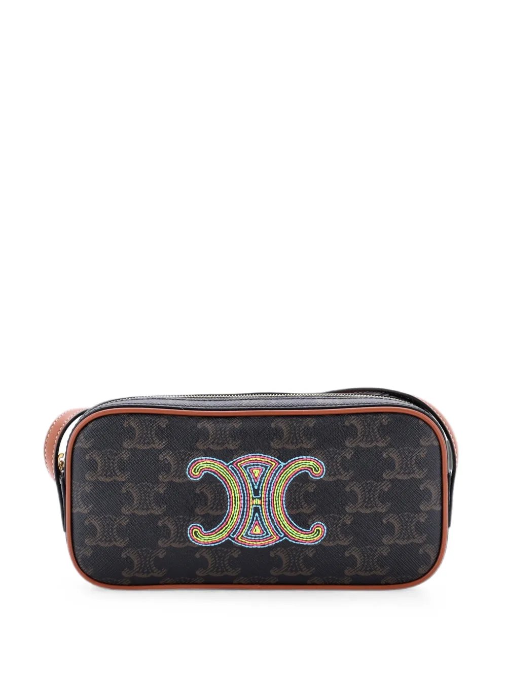 Cuir Triomphe Camera Embroidered Triomphe Coated Canvas with Leather Small shoulder bag