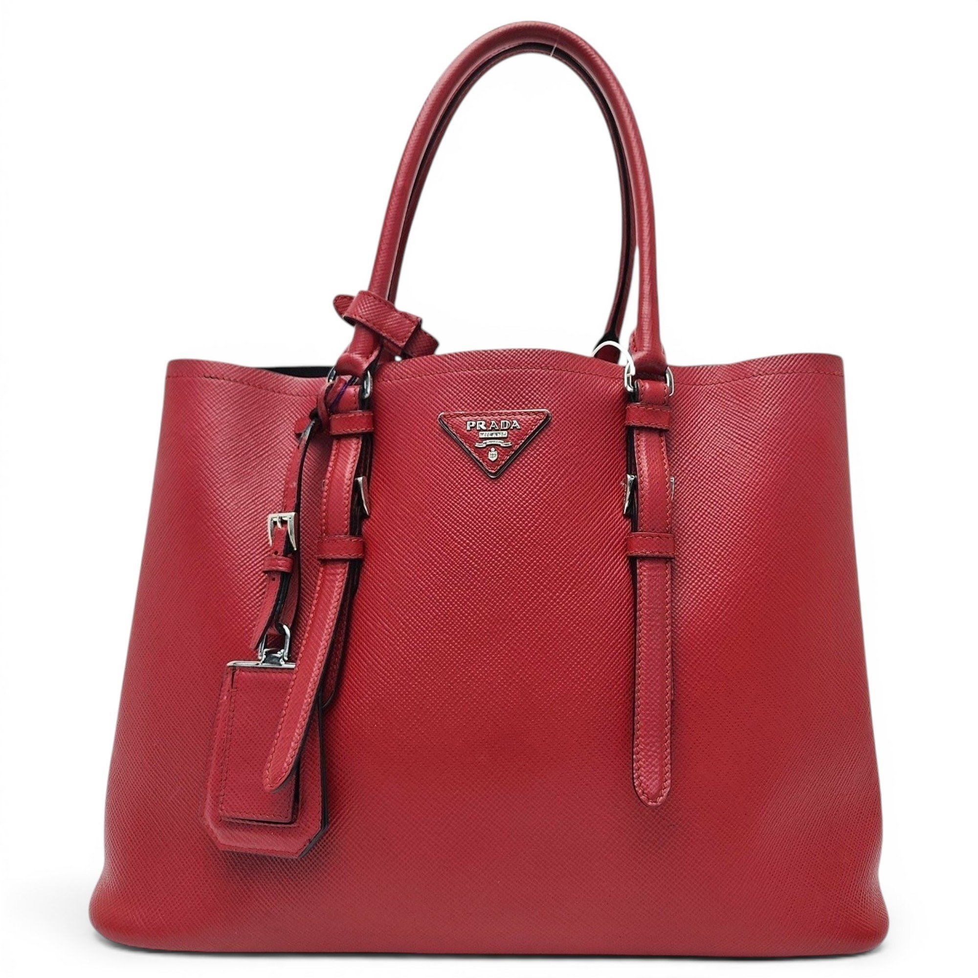 Double leather handbag