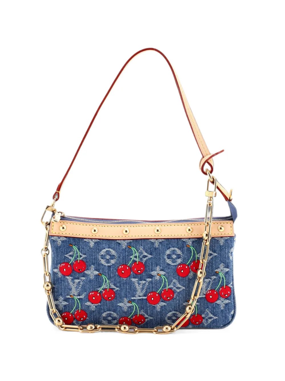 x Takashi Murakami Chain Pochette Accessoires NM Limited Edition Monogram Cerises Denim shoulder bag