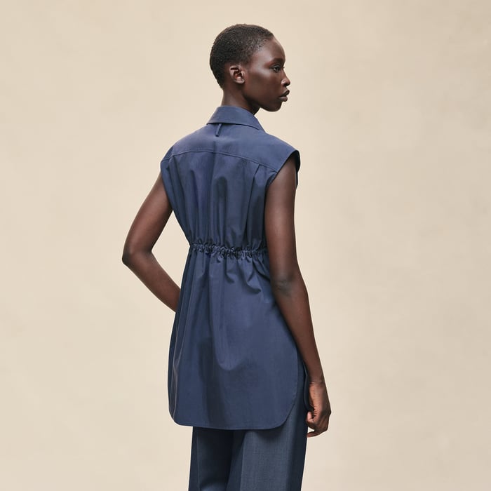 Bleu Outremer Sleeveless Drawstring Shirt