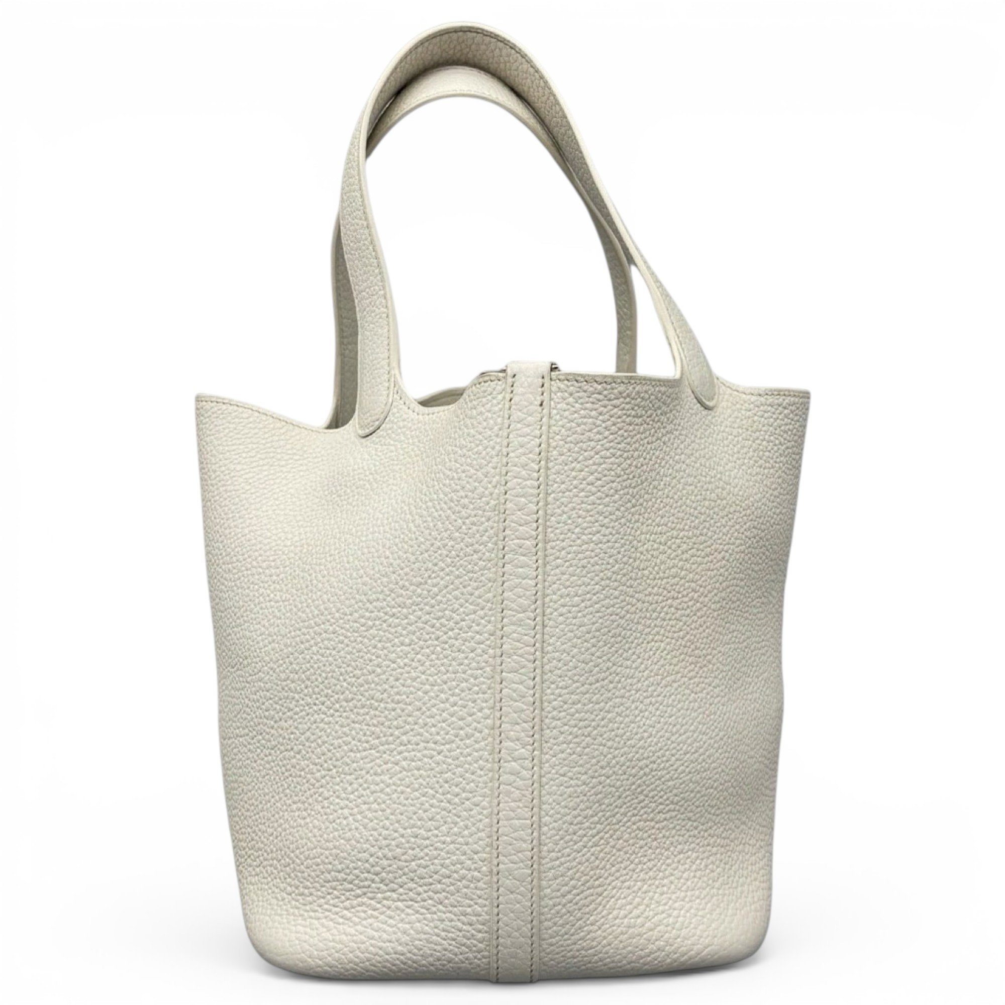 Hermes Picotin Handbag White Clemence Leather