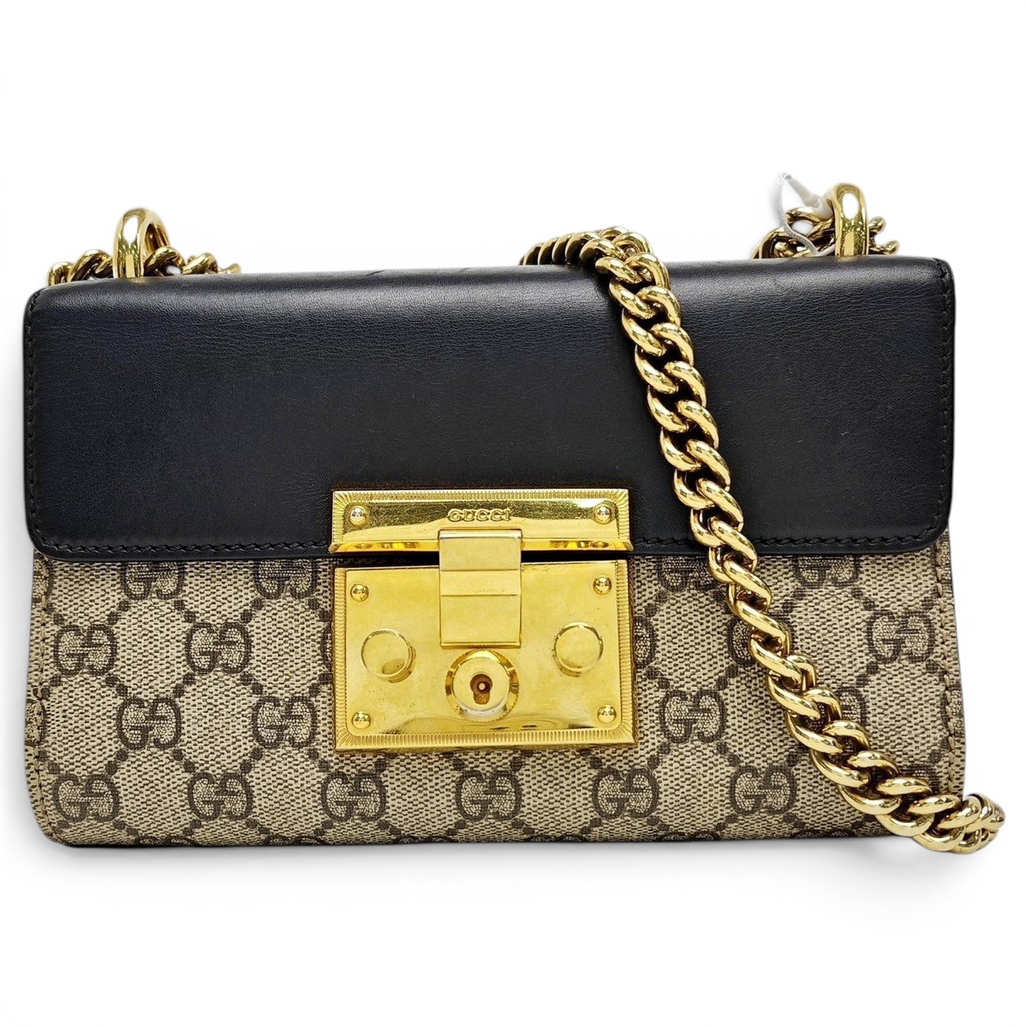 Padlock leather handbag