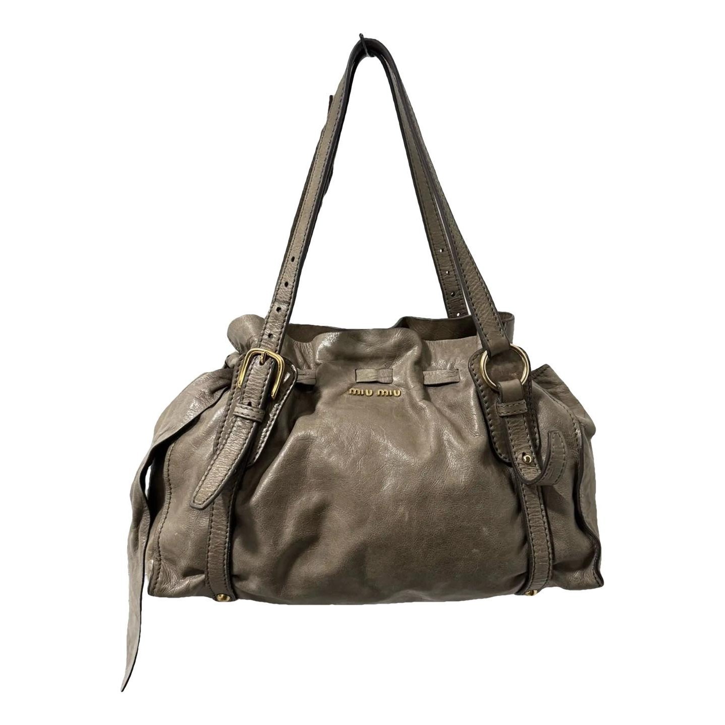 Bow bag leather handbag