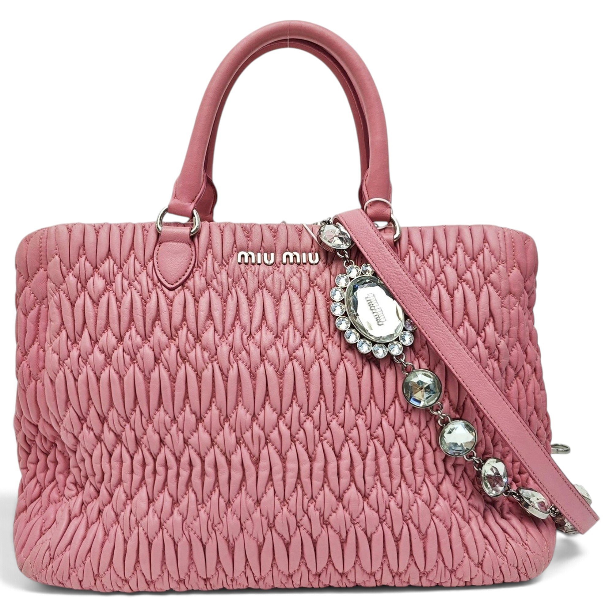 Miu Crystal leather handbag