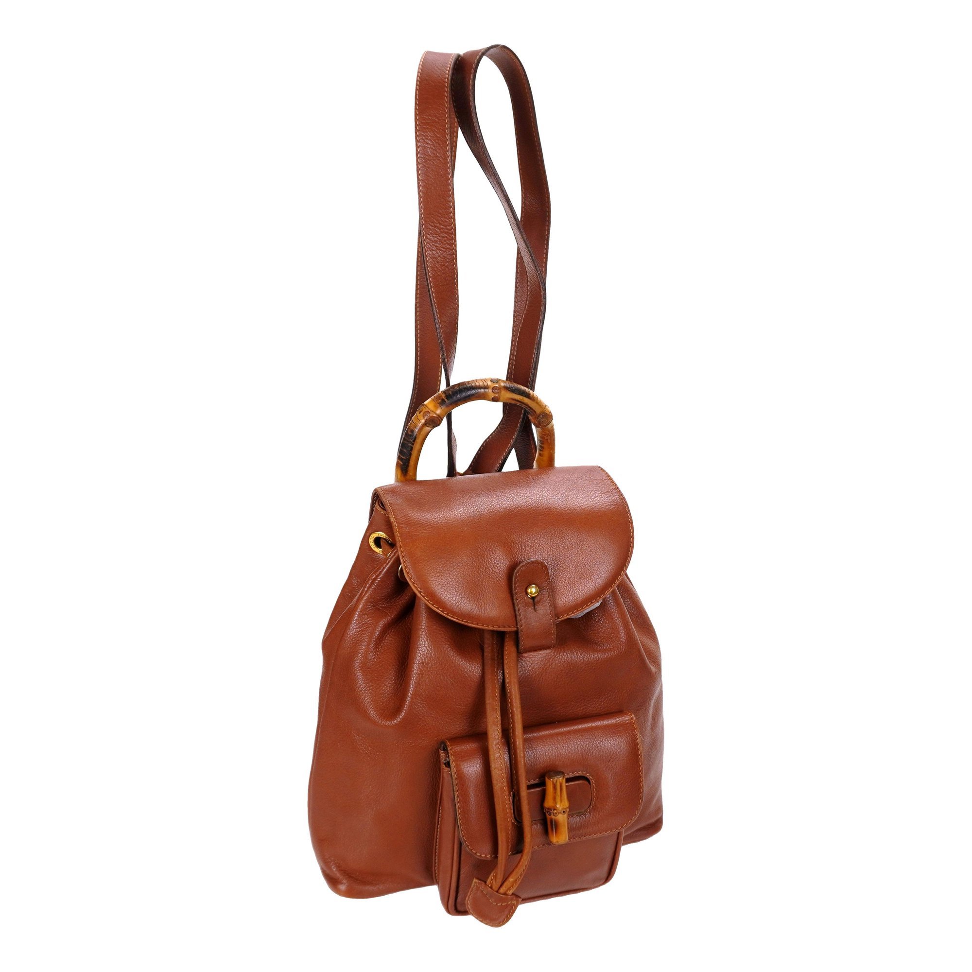 Bamboo Tassel Oval leather backpack