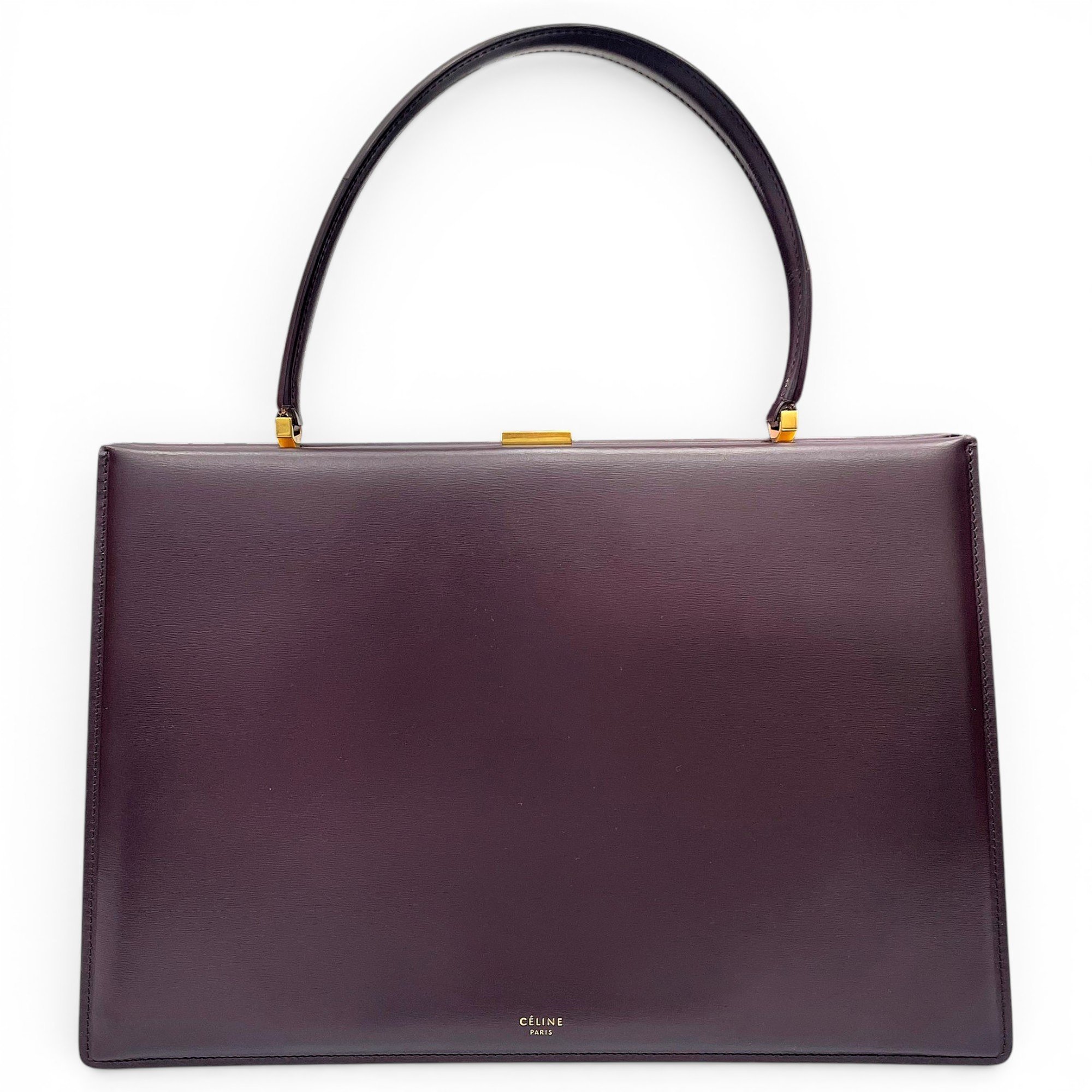 Clasp leather handbag