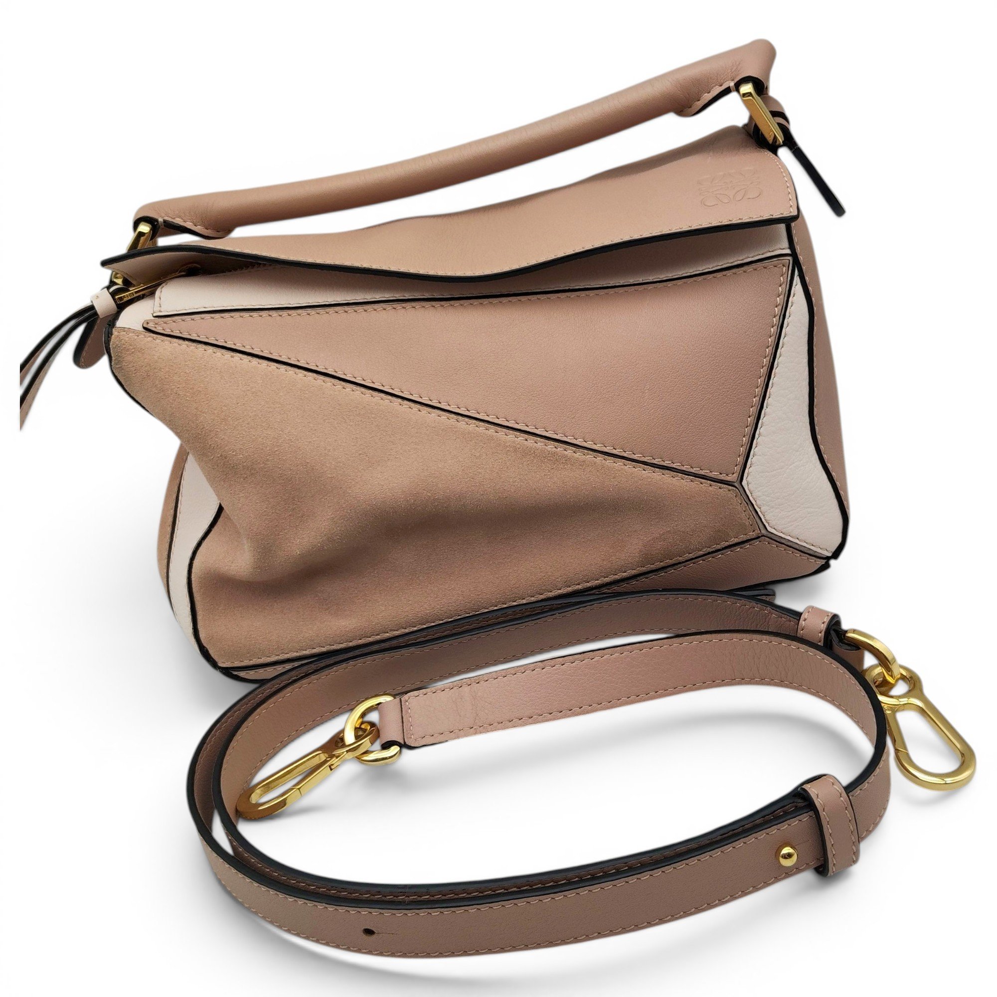 Puzzle leather handbag