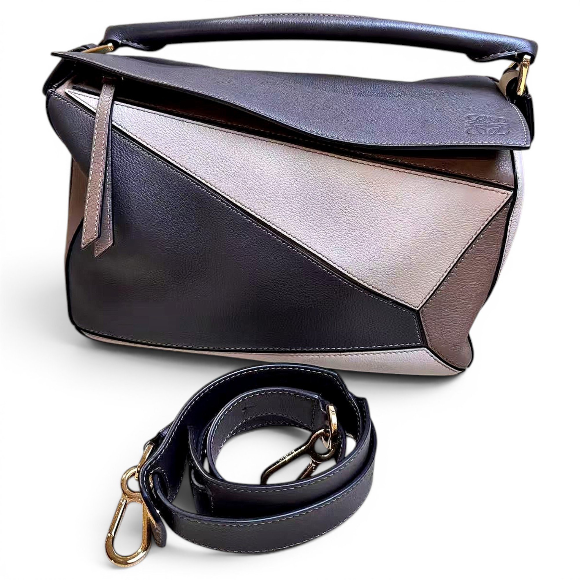 Puzzle leather handbag