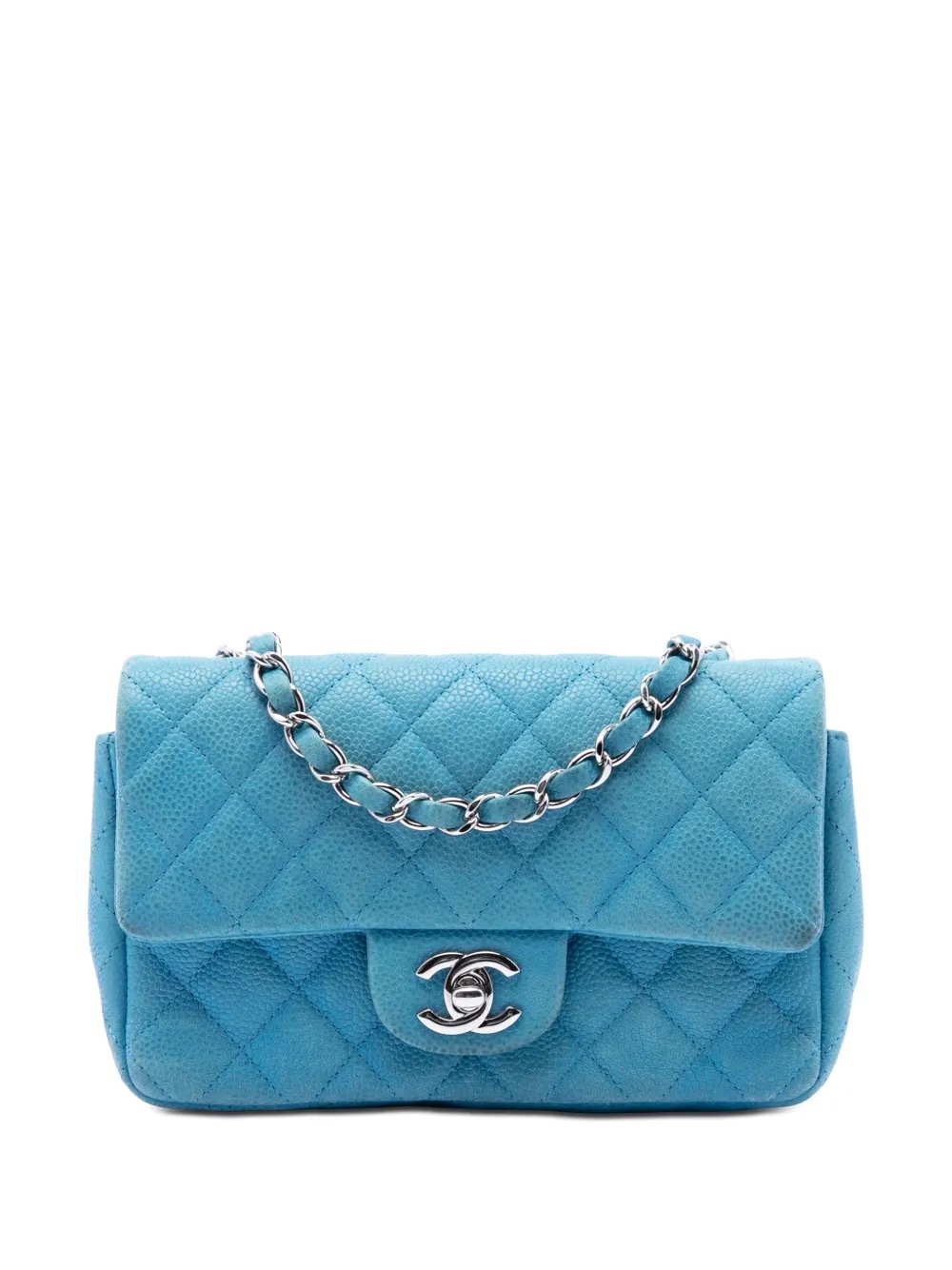 2012-2013 Mini Rectangular Classic Iridescent Caviar Single Flap crossbody bag