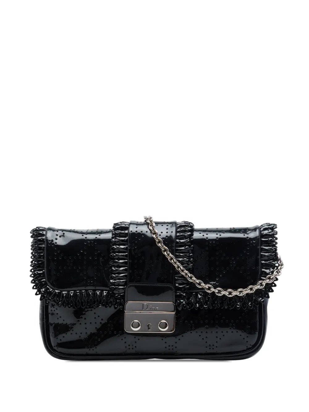 2009 Perforated Patent Cannage New Lock Ruffle Pouch crossbody bag