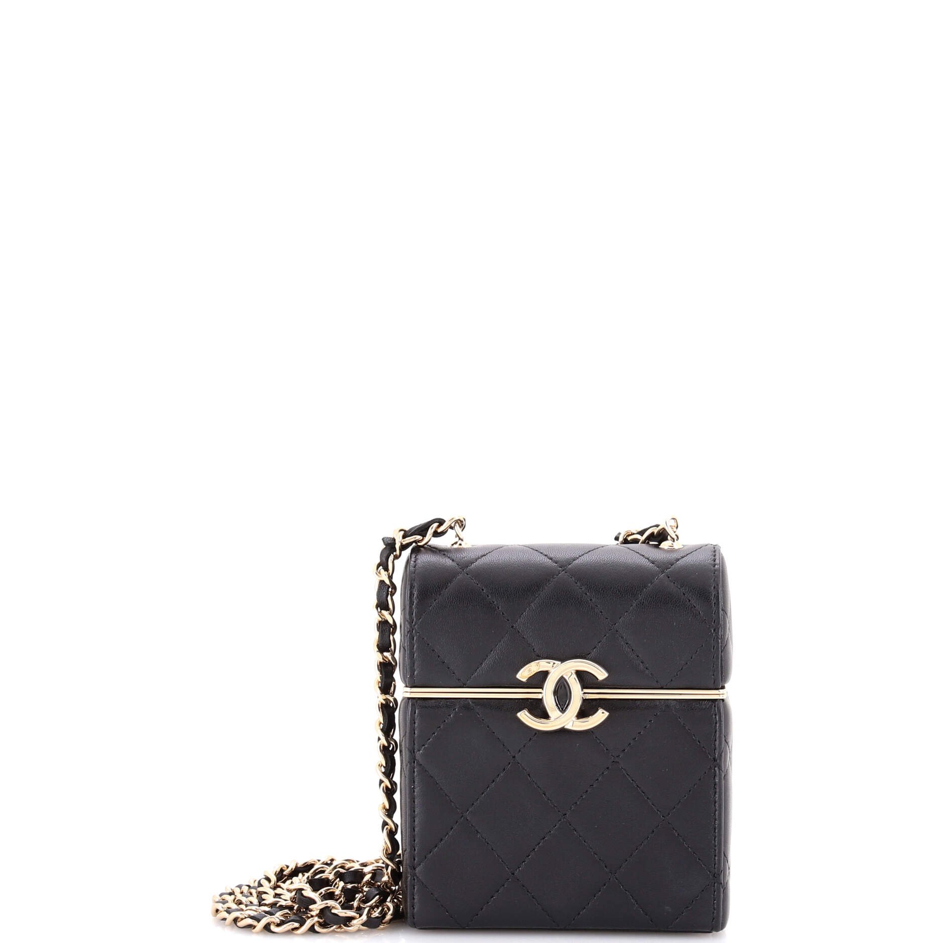 CC Box Vanity Case with Chain Quilted Lambskin Mini
