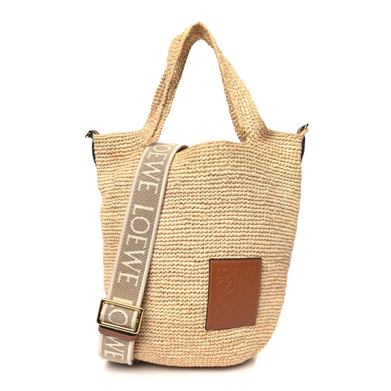 Loewe Raffia Mini Slit Tote Bag Natural Tan