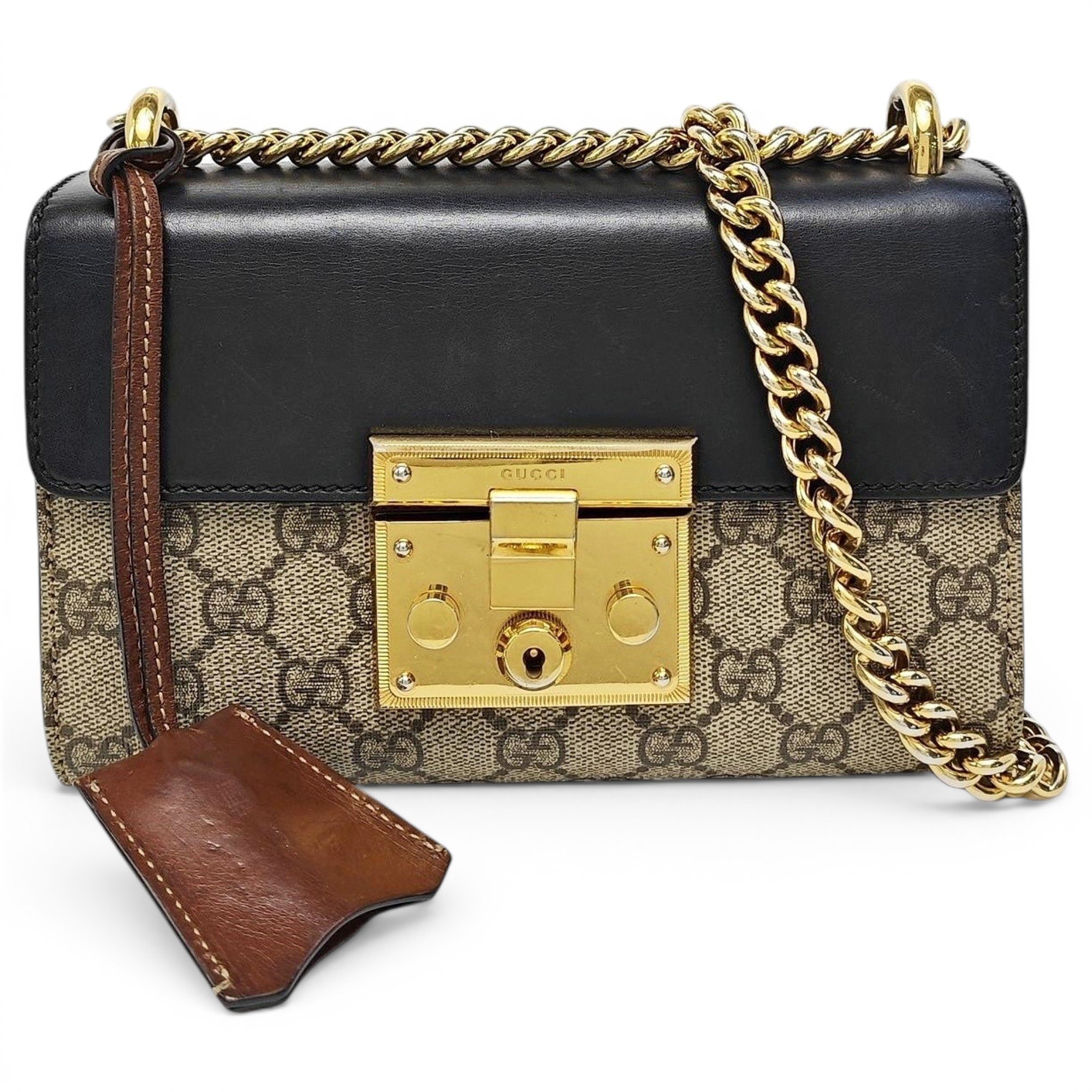 Padlock leather handbag