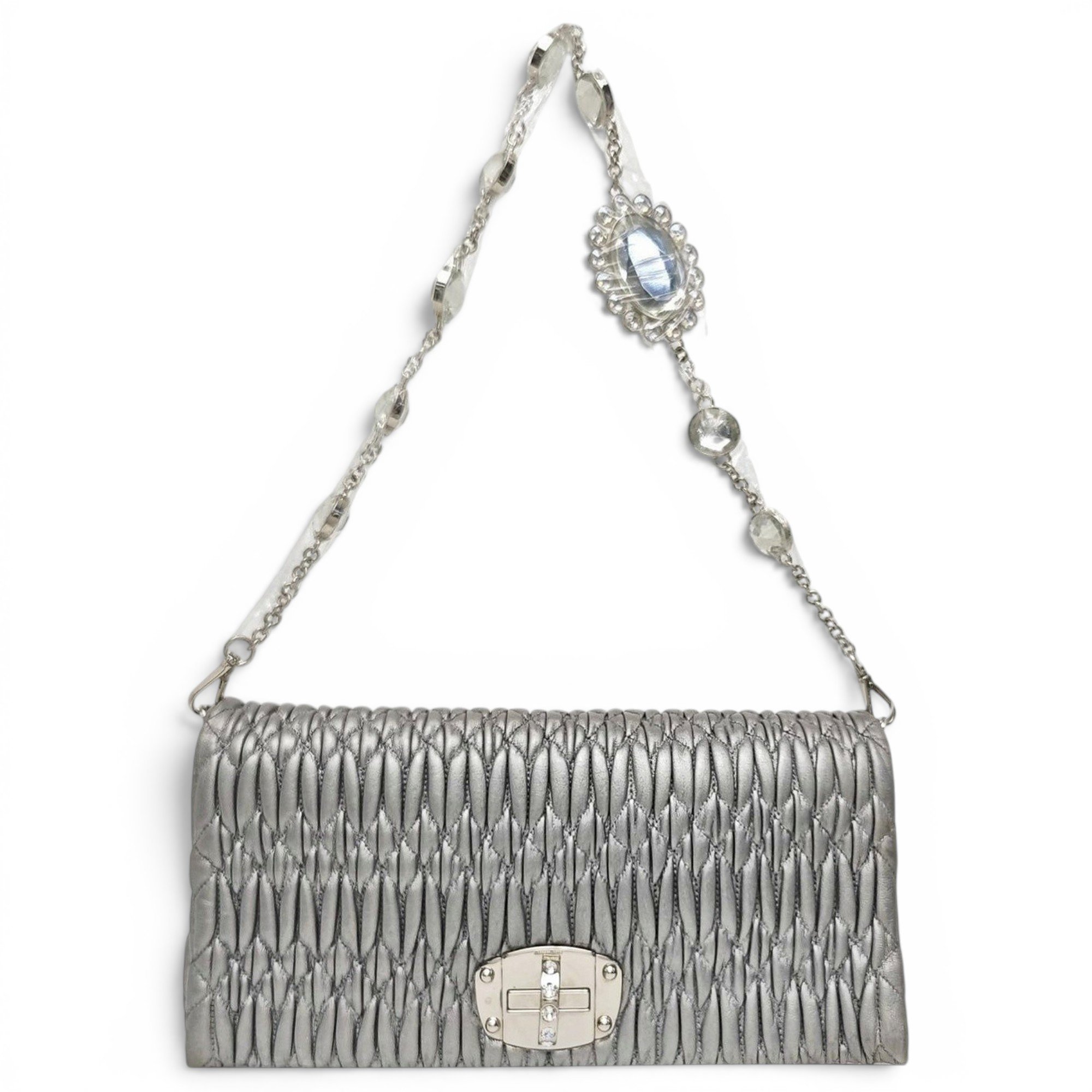 Miu Crystal leather handbag