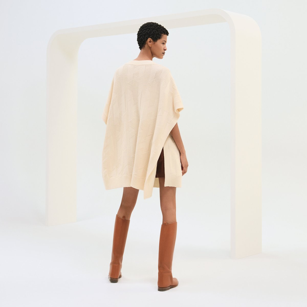 Blanc Naturel "H" Rectangular Cape Poncho