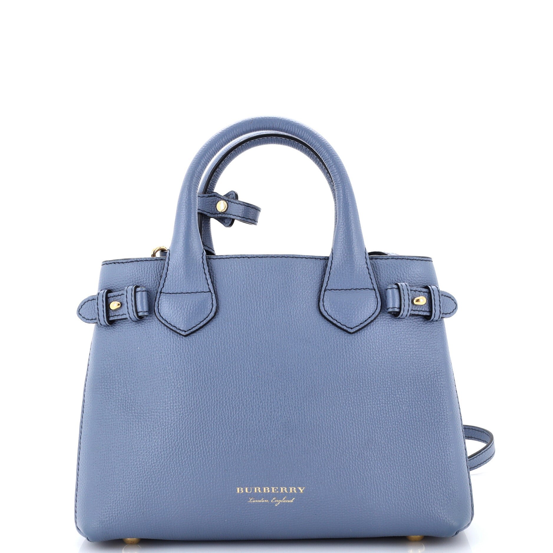 Banner Tote Leather and House Check Canvas Small