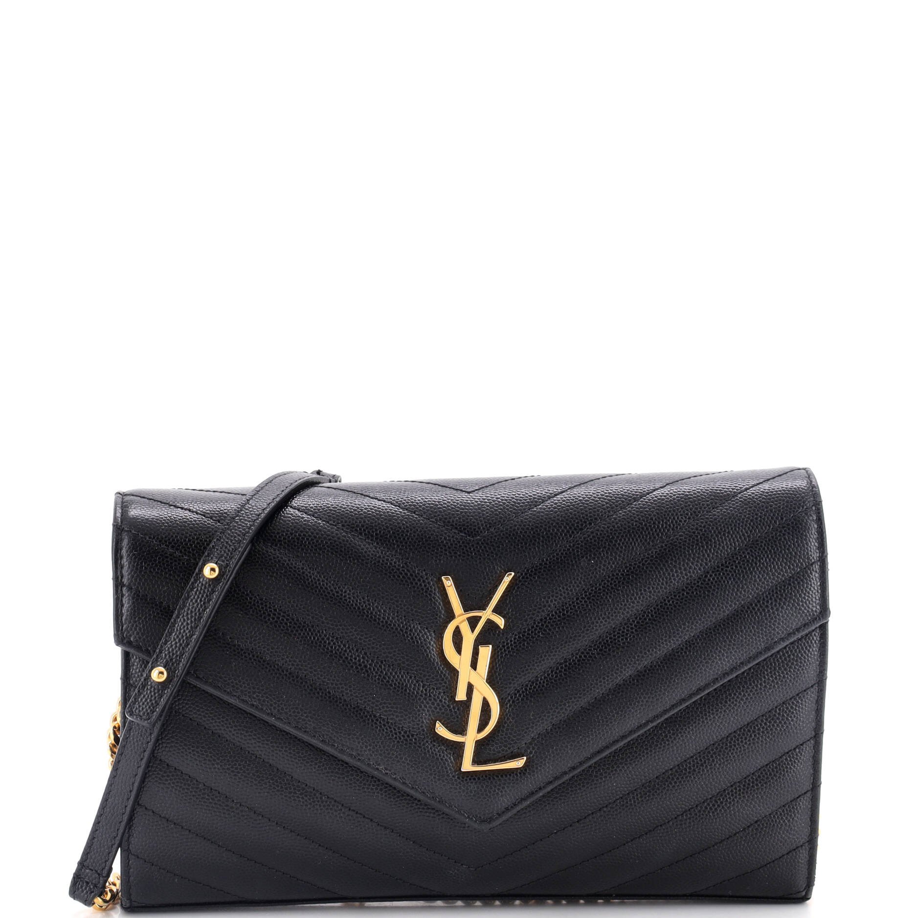 Classic Monogram Wallet on Chain Matelasse Chevron Leather Medium