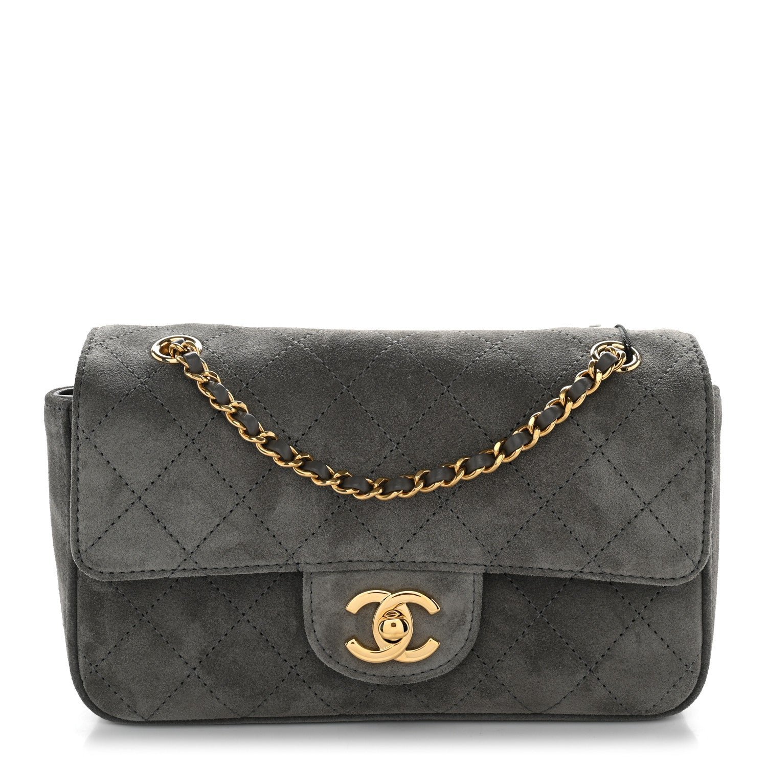 Chanel Suede Calfskin Mini Souplissimo Flap Dark Grey