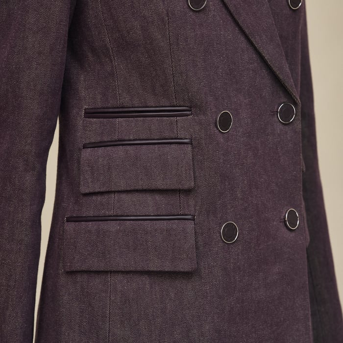 Marron Auburn Mixed Leather Suit Jacket