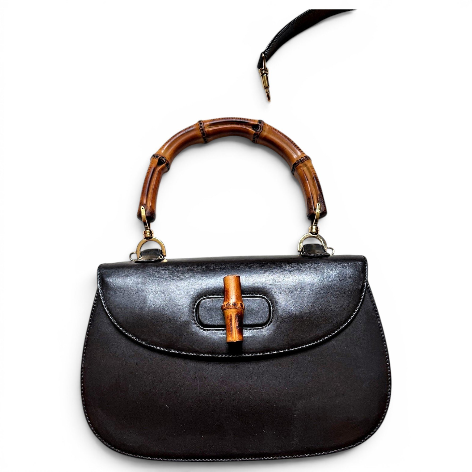 Convertible Bamboo Top Handle leather handbag