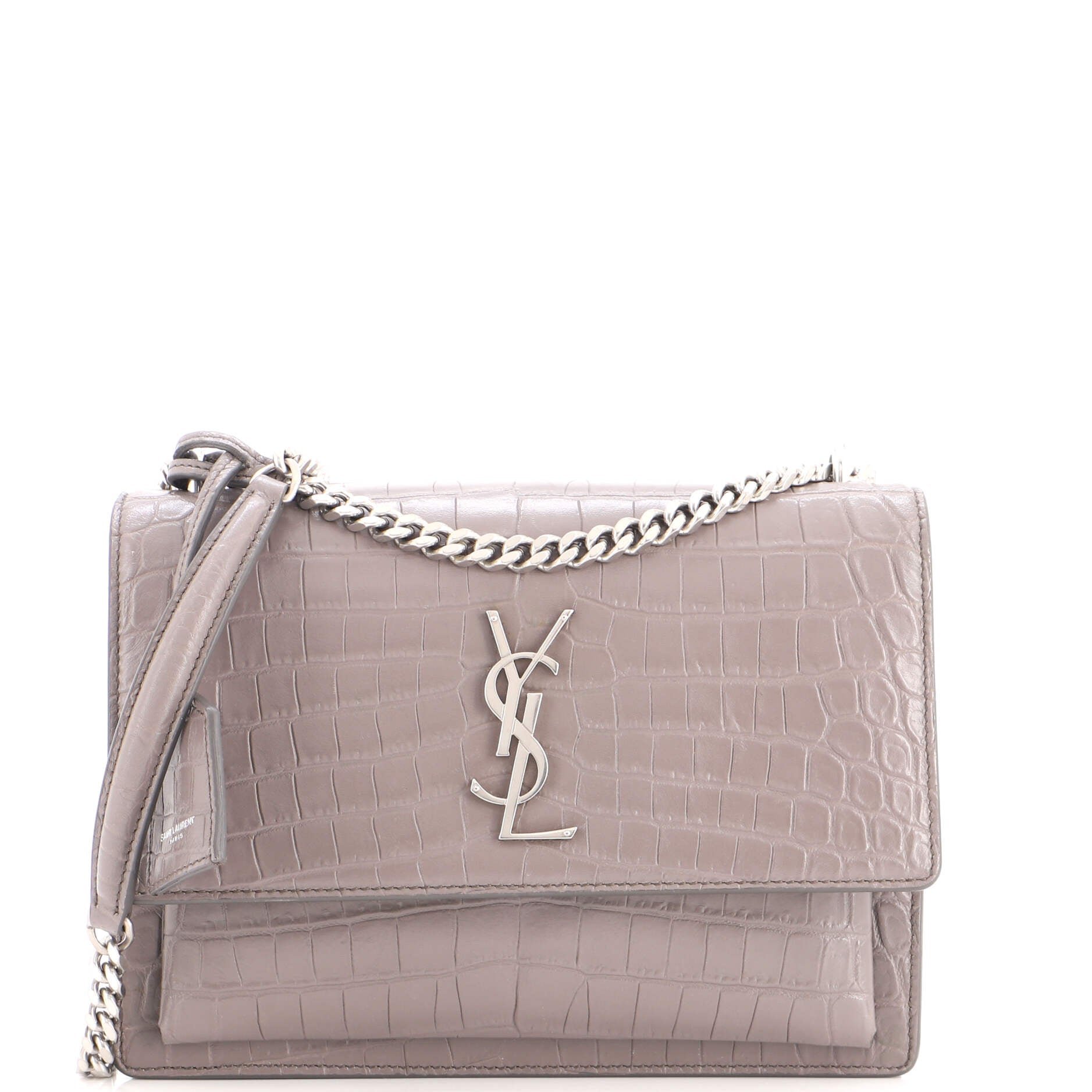 Sunset Crossbody Bag Crocodile Embossed Leather Medium