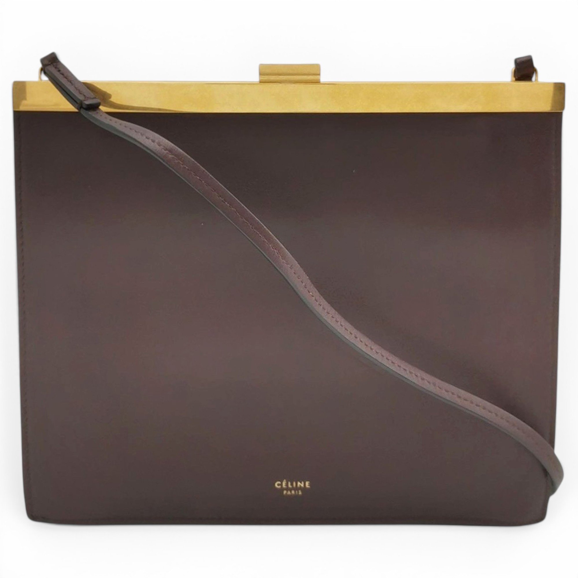 Clasp leather handbag