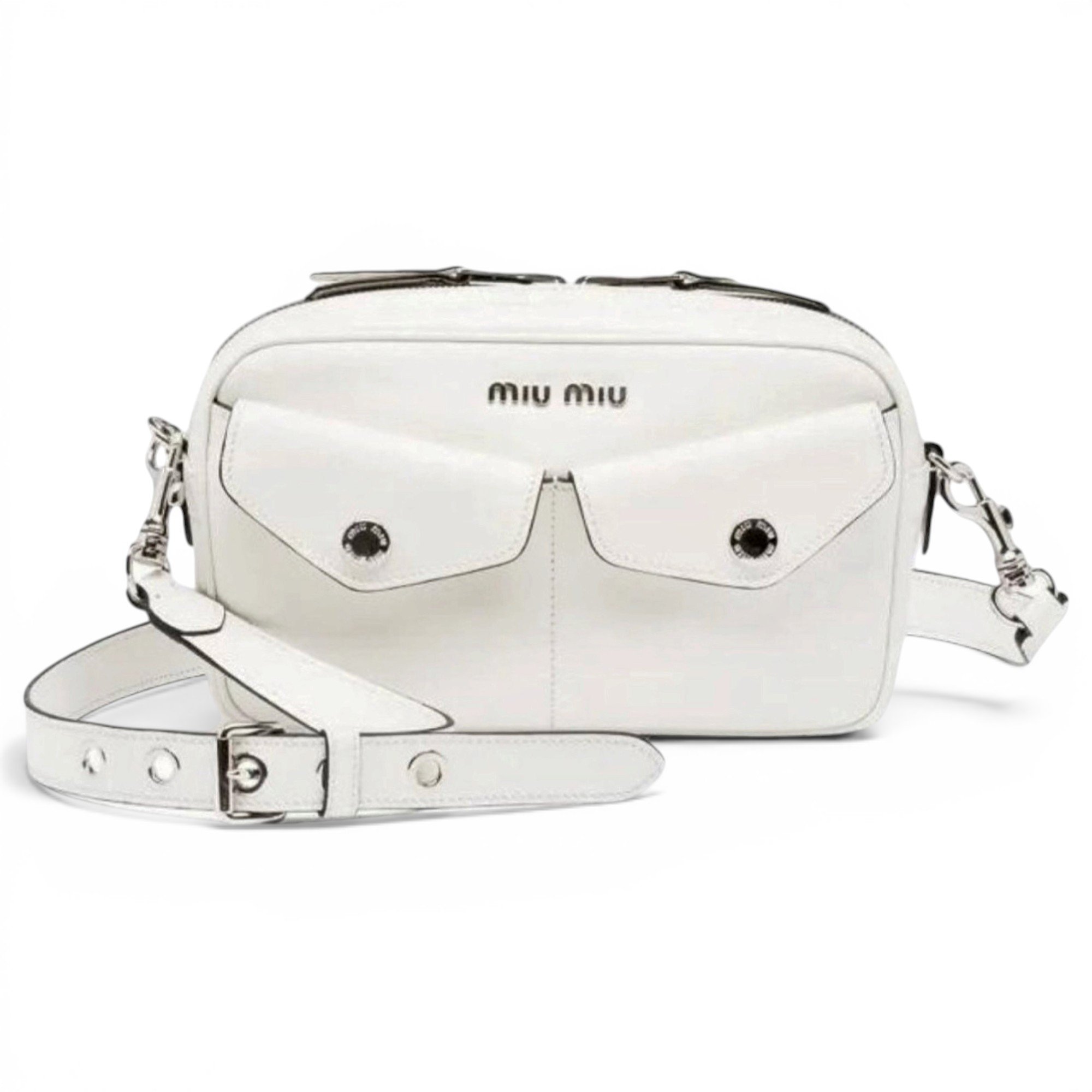 Pocket leather crossbody bag
