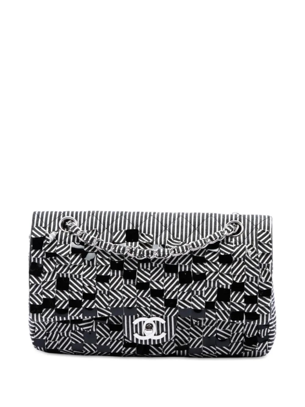 2006-2008 Medium Classic Canvas Sequin Stripes Double Flap shoulder bag