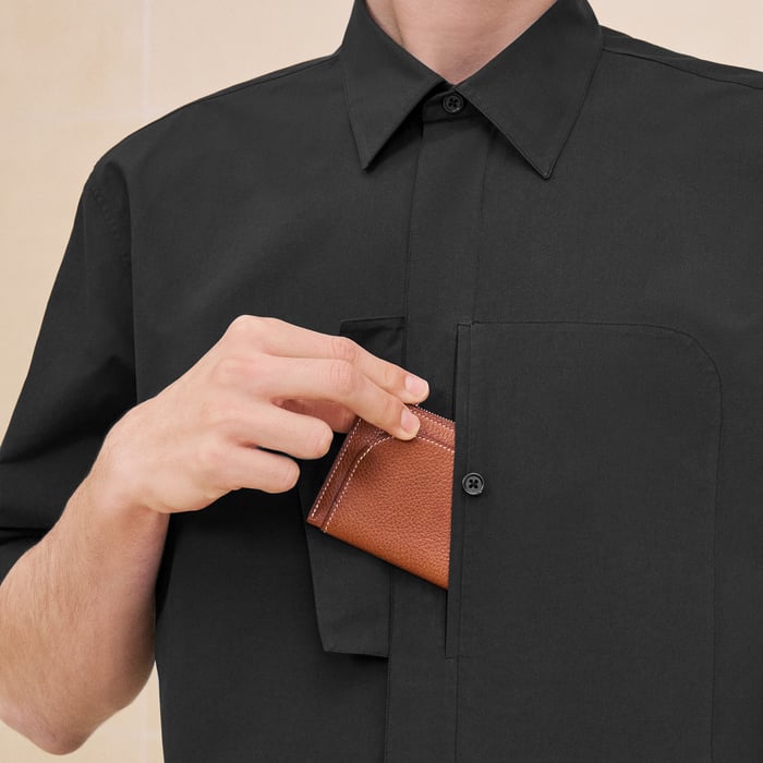Noir Camisa De Corte Deportivo "Poche À Cheval"