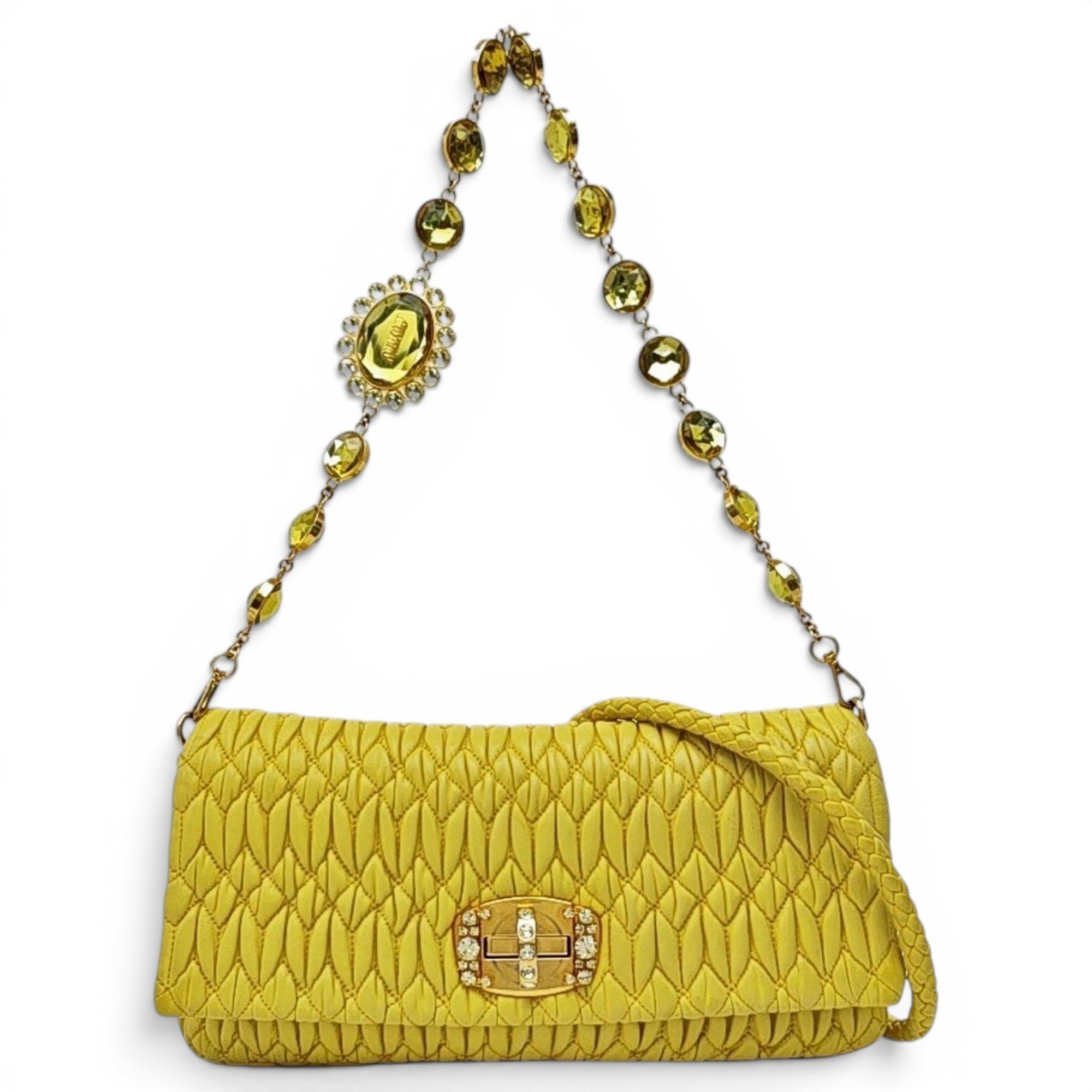 Miu Crystal leather handbag