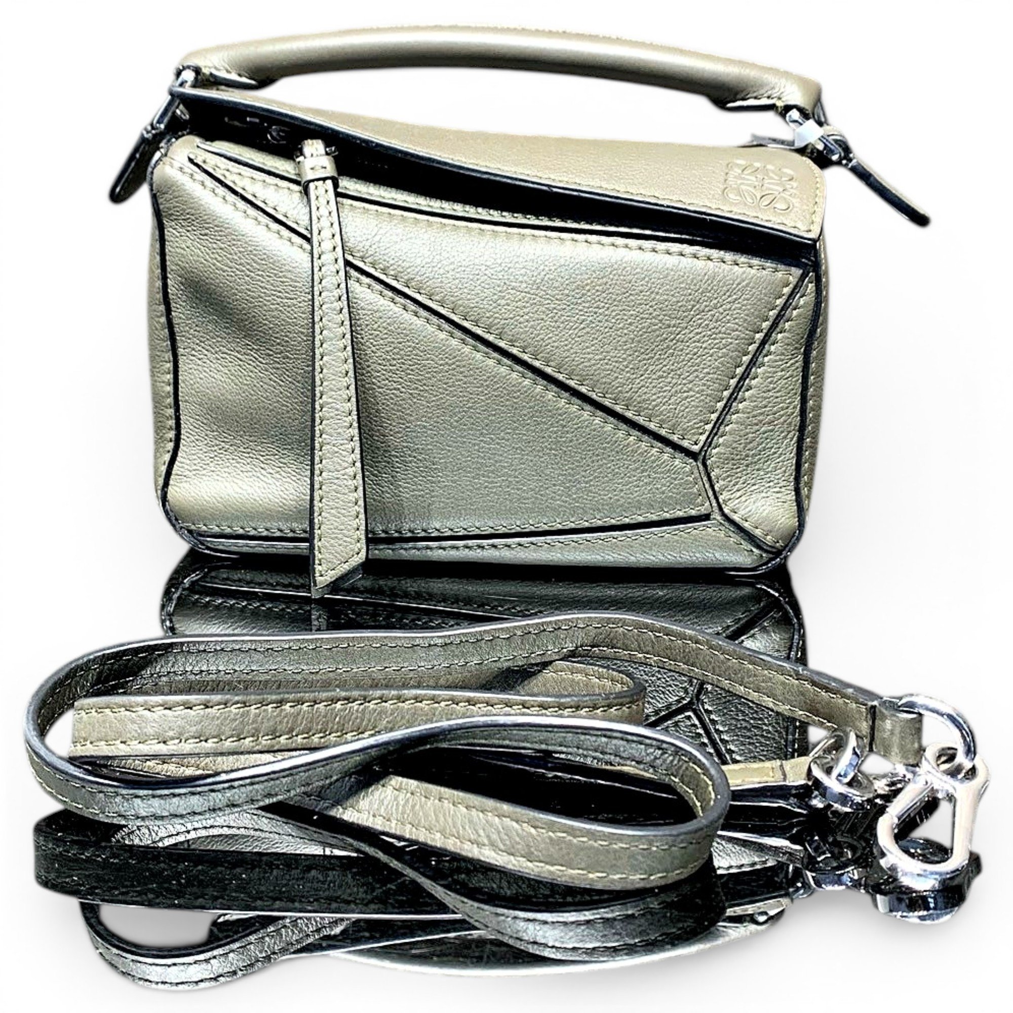 Puzzle leather handbag