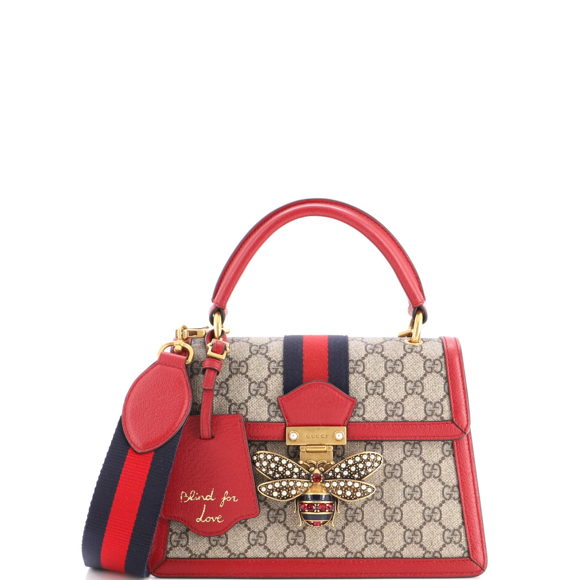 Queen Margaret Top Handle Bag GG Coated Canvas with Leather Small