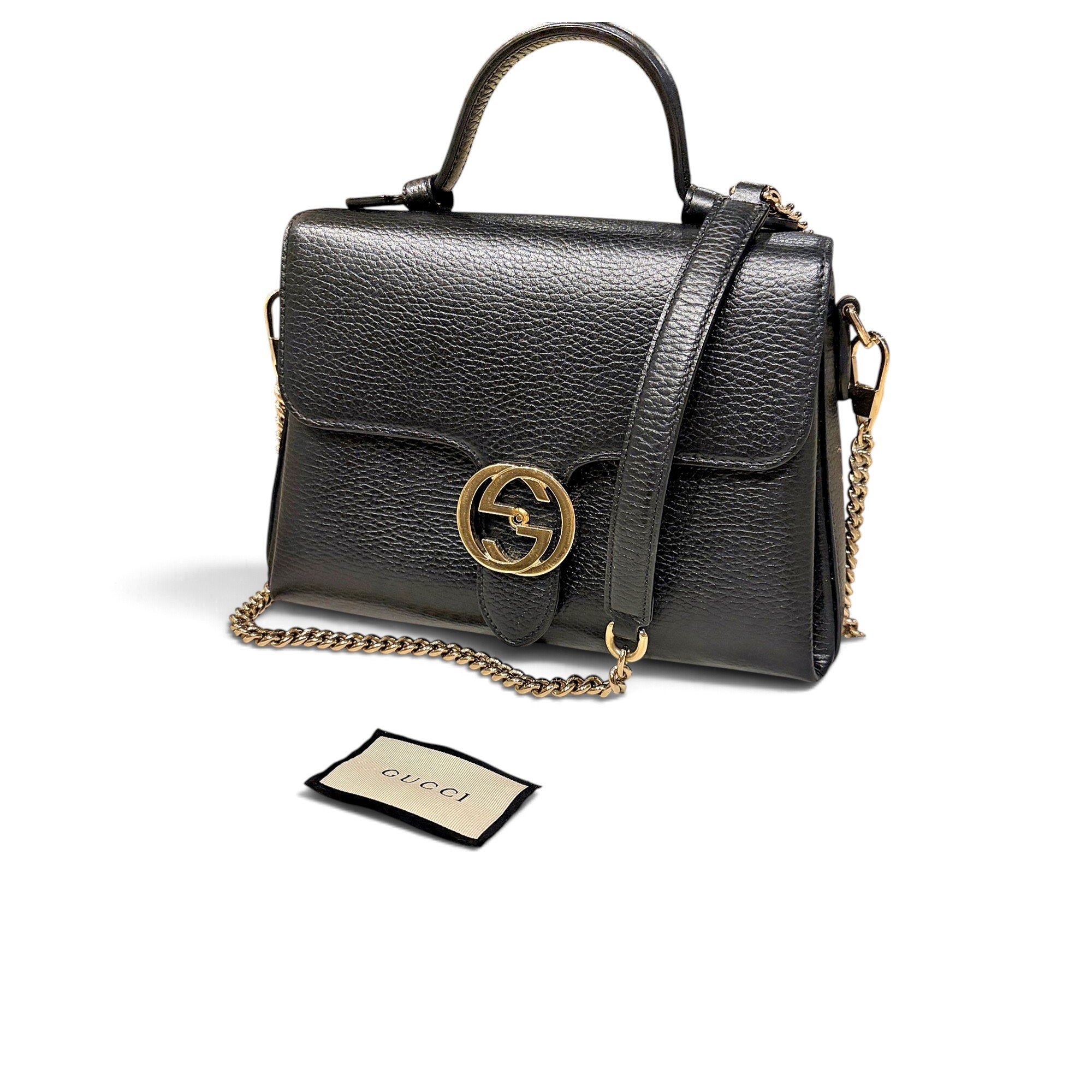 Interlocking leather handbag